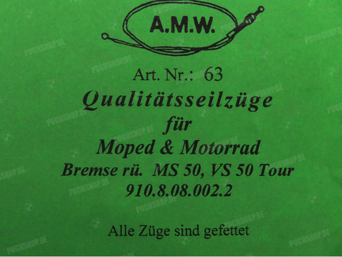 Bowdenzug Puch MS50 / VS50 Tour Bremse hinten A.M.W.